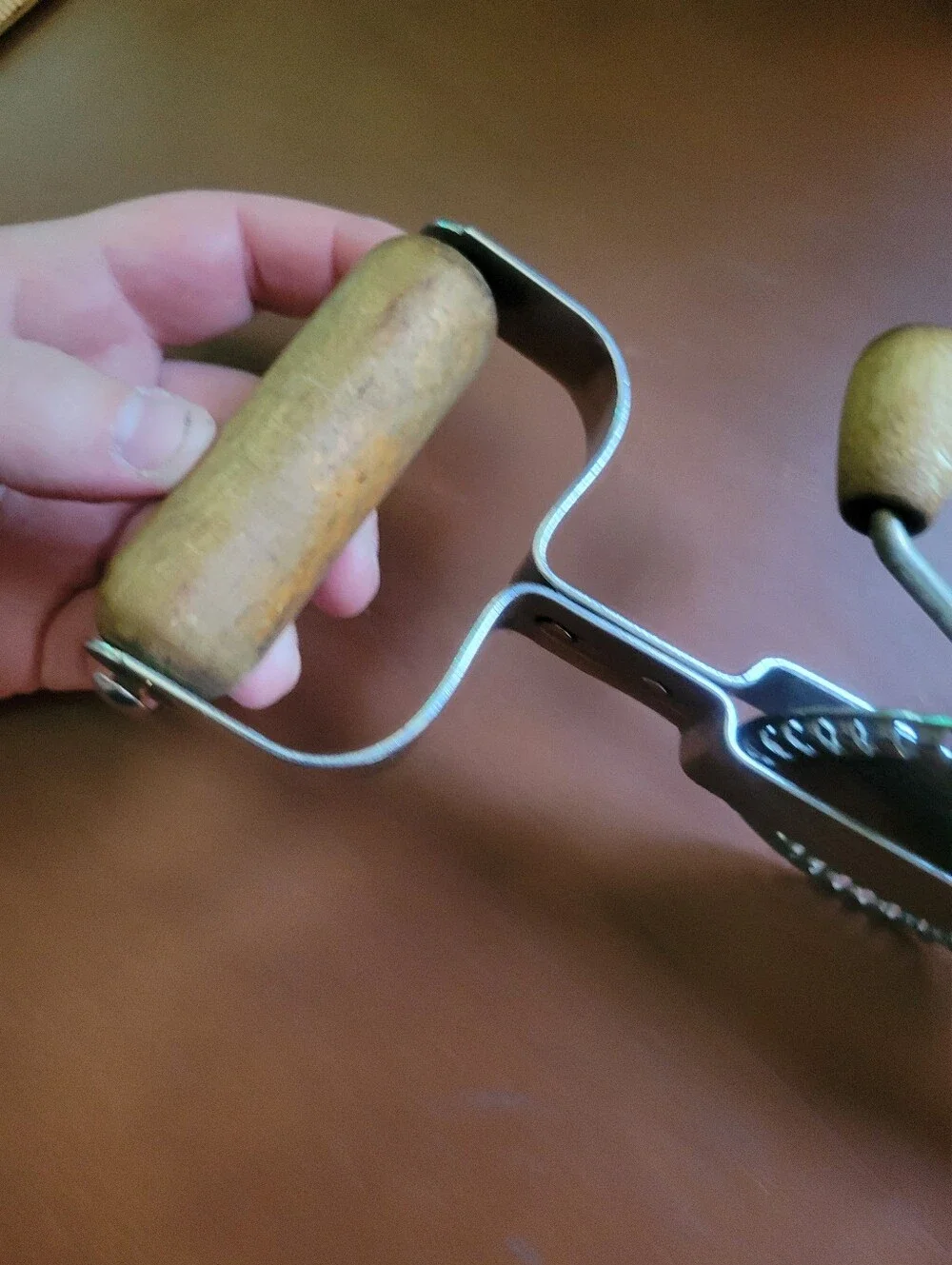 Vintage A&J High Speed Super Drive Wood Handle Kitchen Hand Mixer Egg Beater